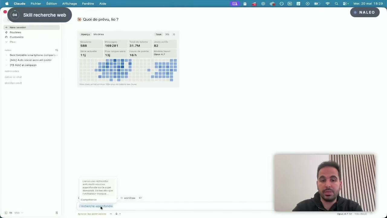 La skill recherche approfondie créée et invocable dans Claude Code