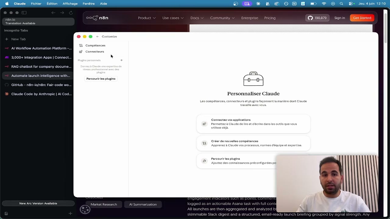 Panneau « Personnaliser Claude » avec les sections Compétences et Connecteurs